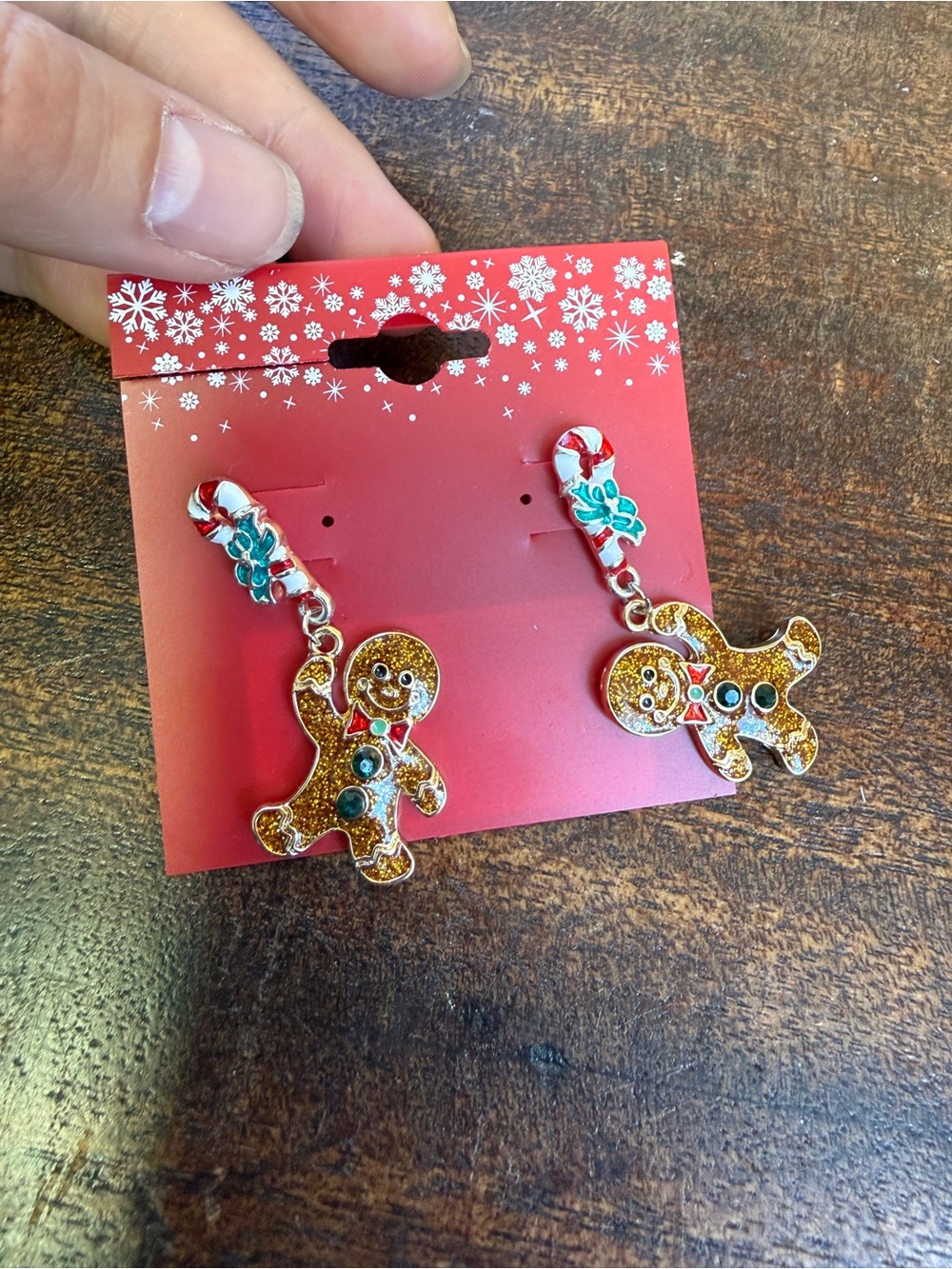 Glittering Gingerbread Cookie Earrings- New